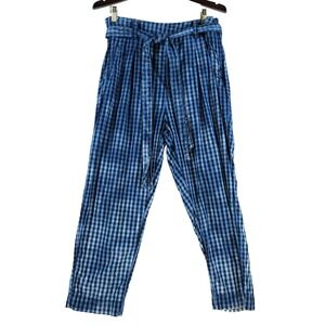 Maeve Anthropologie Pants Women 12 Blue Check Avryl Bleached Baggy‎ Hi Rise Ska